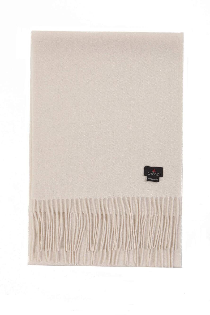 3849 100% Cashmere Woven Scarf - White